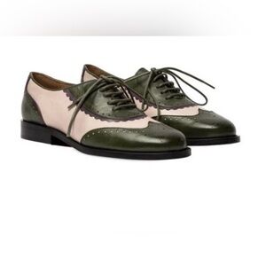 La Veintinueve Wingtip Cap Toe Oxford Flats Leather Women's US 10